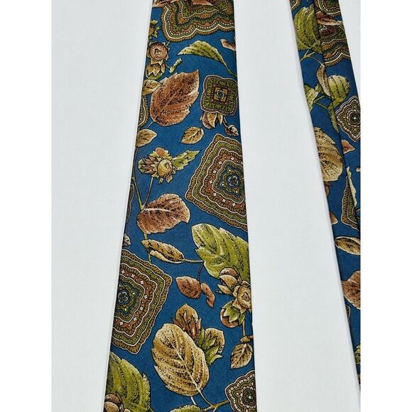 Woolrich Silk Tie Men's Nature Themed Blue, Brown, Green - Picture 2 of 8